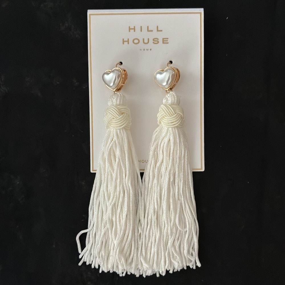Hill House Elegant White and Gold Earrings